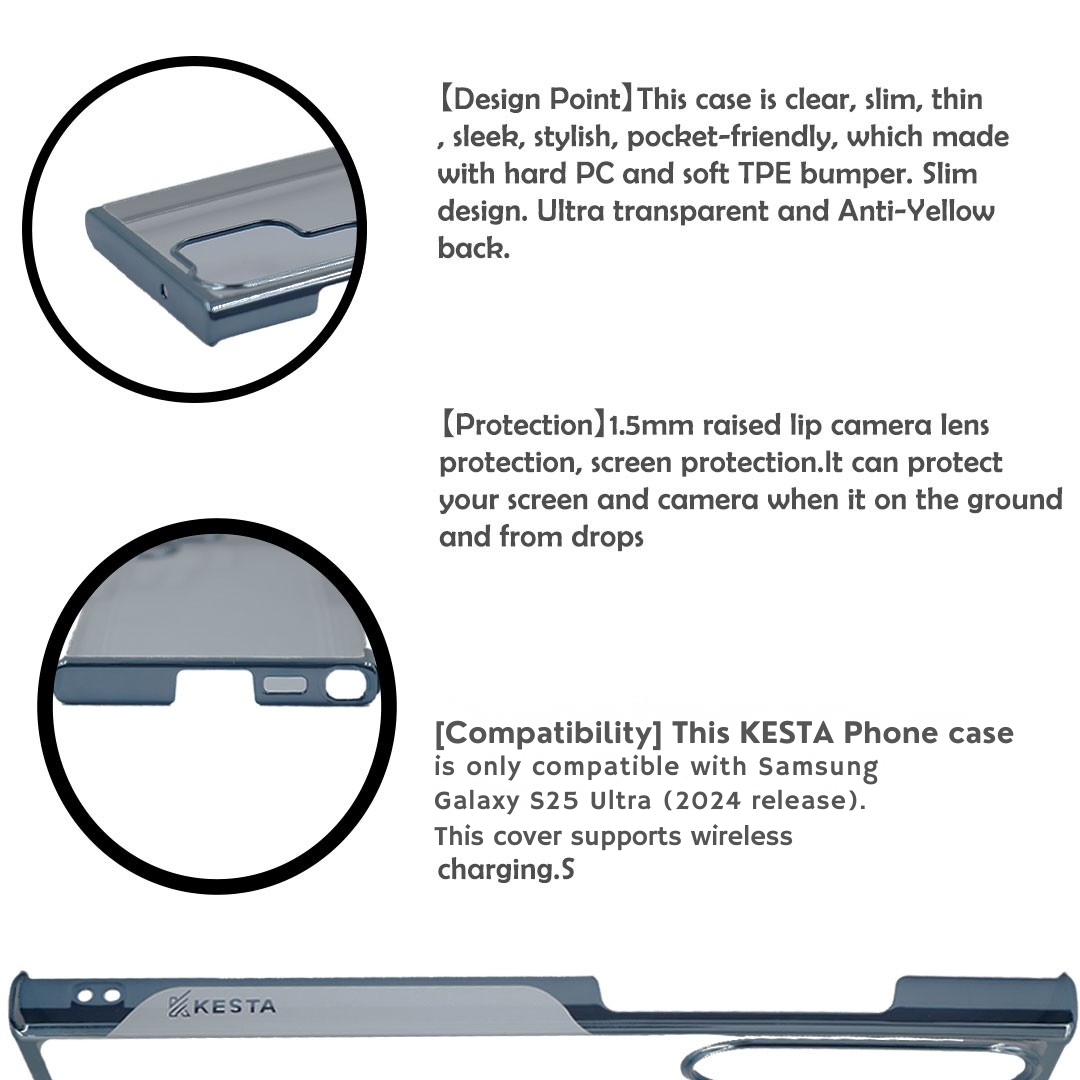 Samsung S25 Ultra Cover - Noble Silver Transparent Case (Screen And Camera Protection)